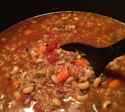 Soulful Chili (Blackeye Peas with Rice and Veggies laced with Ancho powder in Soup Stock